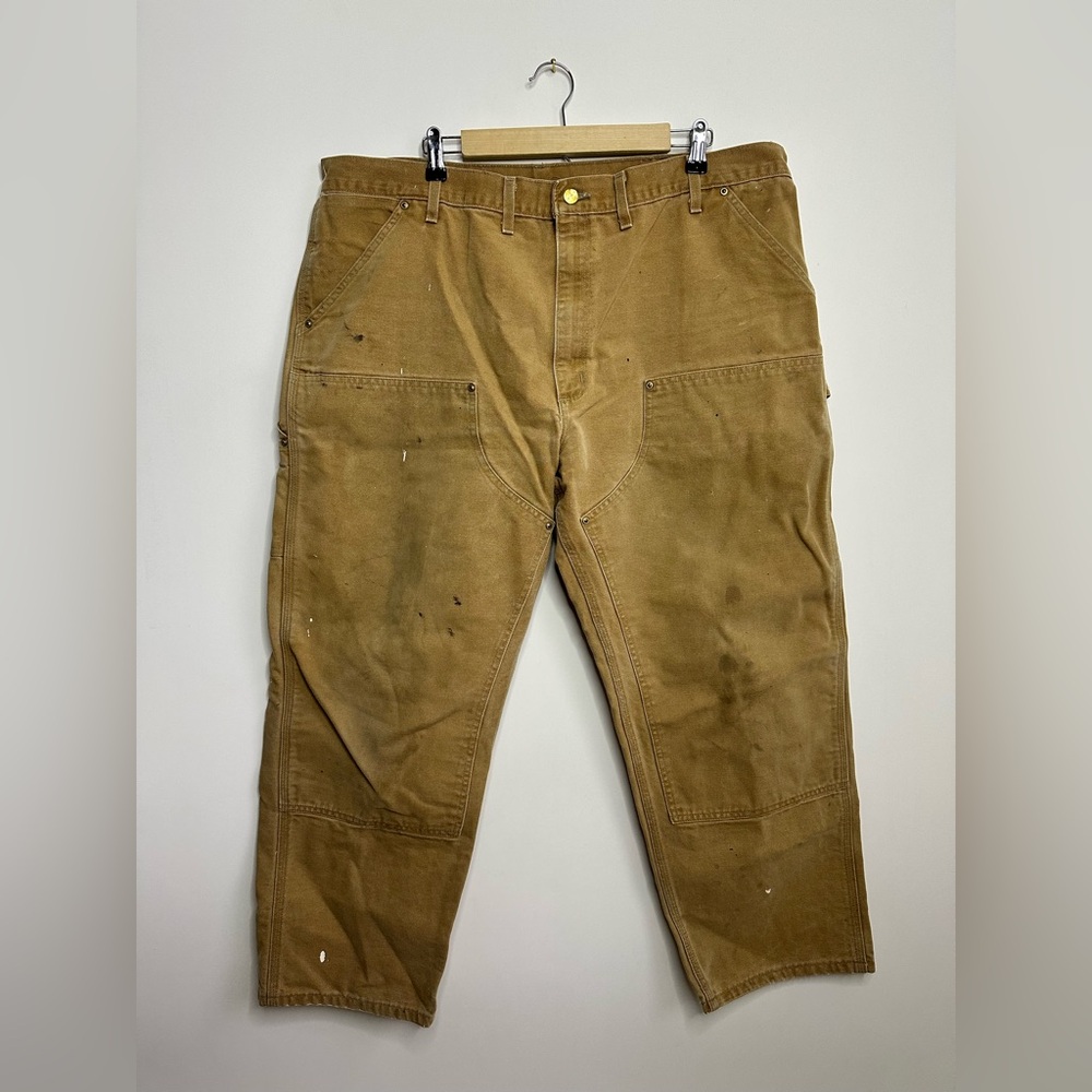 Vintage CARHARTT Duck Double-Front Distressed Dungaree Pants Men’s Size 44x32